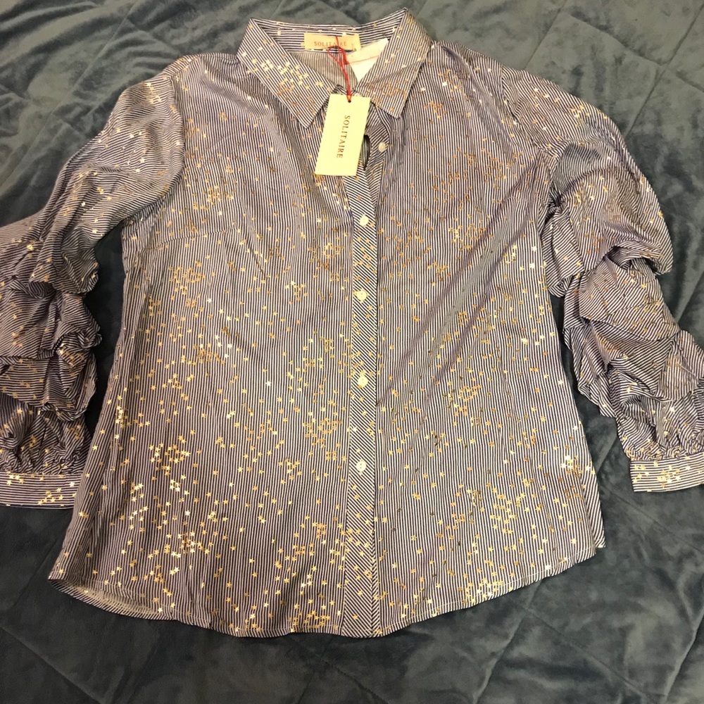 NEW-Shirt SOLITAIRE BLUEWHTGOLD SMALL TOP-RETAIL